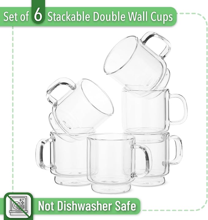 BTaT- Double Walled Stackable Espresso Cups, 2 oz, Double Wall Insulated - Image 2
