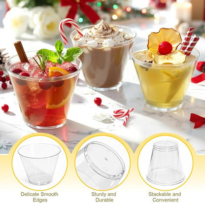 Glowserve 9 OZ Clear Disposable Plastic Cups Cocktail Cup 150 Pack | Fancy - Image 2