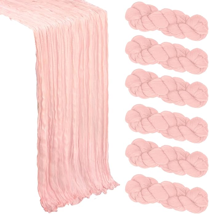 6 Pack Blush Pink Table Runner Cheesecloth 10Ft Gauze Cheese Cloth Table Runner by Heneger