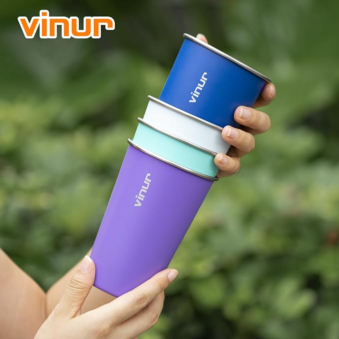 16 oz Stainless Steel Pint Cups-Stackable Metal Drinking Glasses 6 Pcs | - Image 7