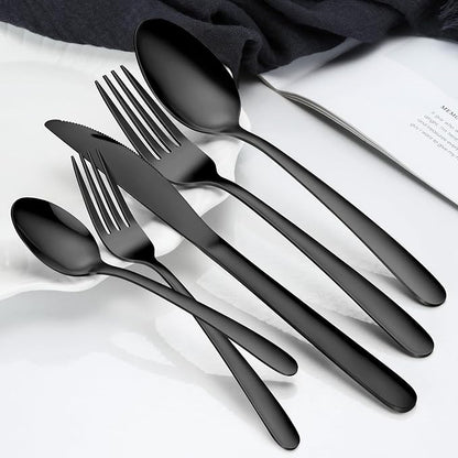 Hunnycook 60-Piece Black Silverware Set - Image 4