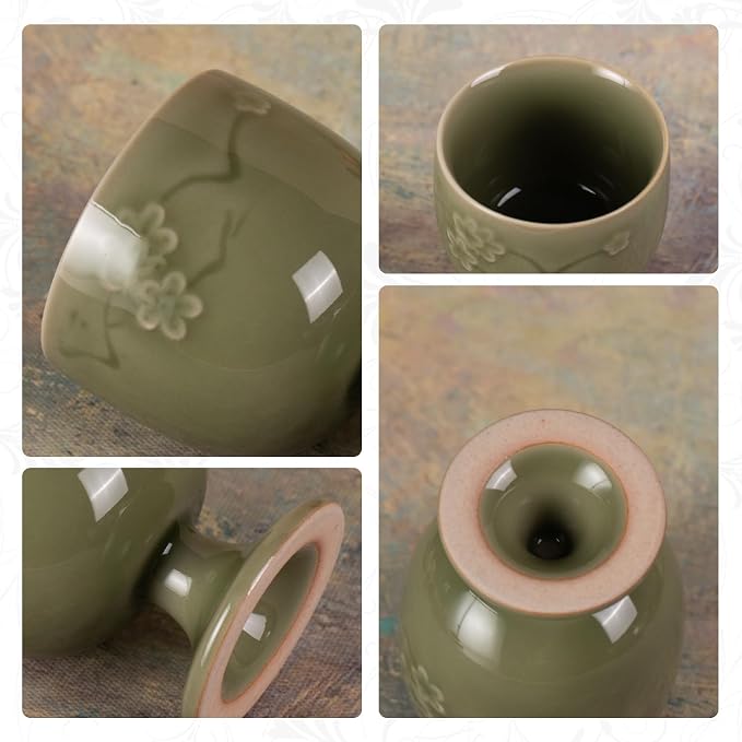 KAMMAK Tea Cup, Porcelain Tea Cups Set, 1.6oz Small Tea Set of 2 - Image 4