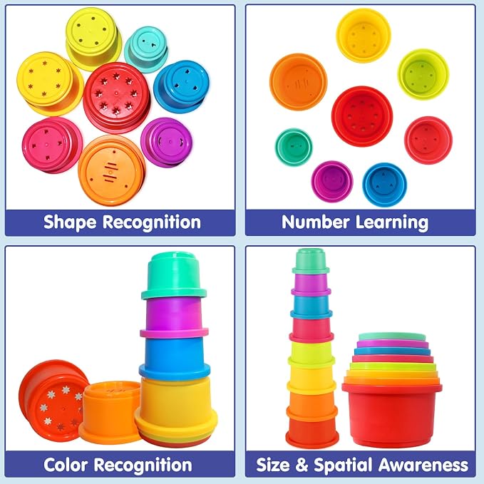 WEEJOYGAM Stacking Cups Baby Toys 6 to 12 months, Nesting Stacking Toys - Image 3