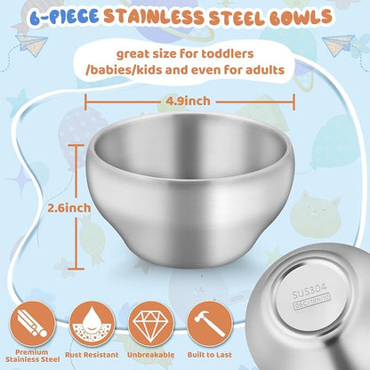 TeamFar Stainless Steel Bowls for Kids, 12oz Baby Toddler Bowls Set of 6 | - Image 2
