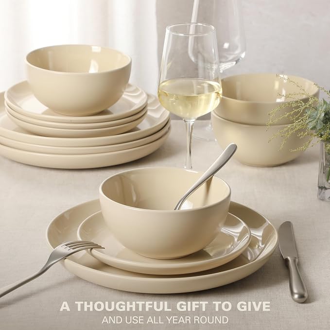 Gibson Home Rockaway 12 Piece Plates and Bowls Matte Glaze Service - Image 4