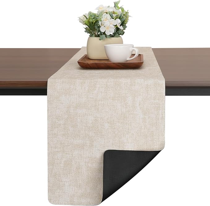 Table Runners 72 Inch Long, Dual-Sided Faux Leather Table Runner | Waterproof by Chitomars