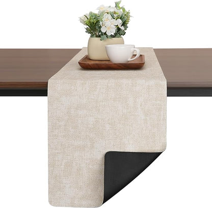 Table Runners 72 Inch Long, Dual-Sided Faux Leather Table Runner | Waterproof by Chitomars
