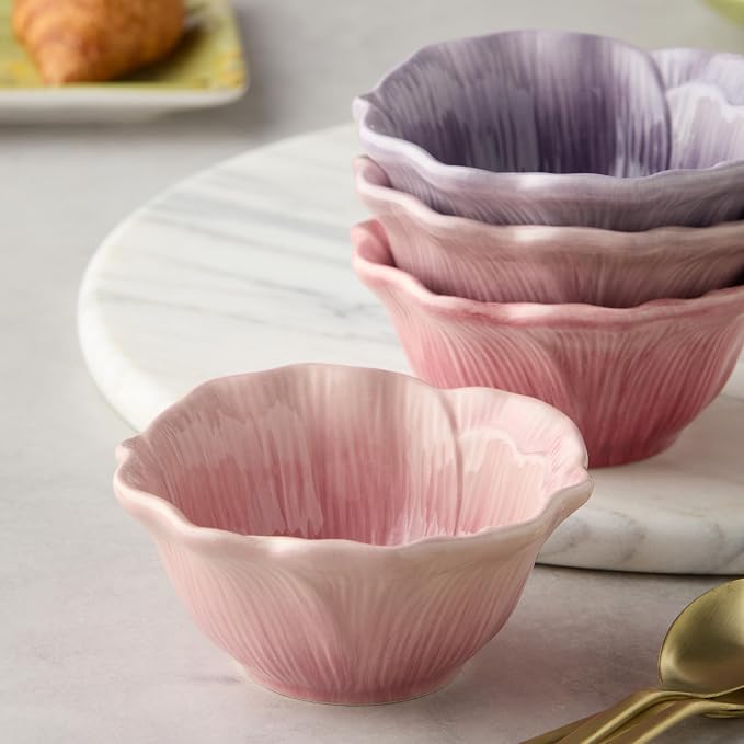 Wildflowers 3‑D Ceramic ICE CREAM/DESSERT BPWLS, sculpted floral bowls - Image 10