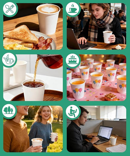 270 Pack 10 oz Disposable Paper Coffee Cups, White Paper Cups for Coffee and Water, Hot Drinking Cups for Party, Home, and Office