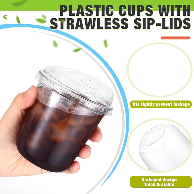Ziliny 50 Sets Clear Plastic Coffee Cups - Image 4