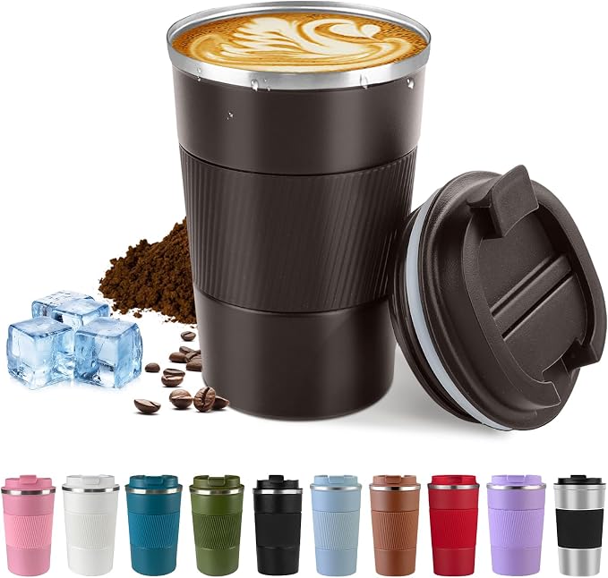 Vacuum Insulated Stainless Steel Travel Coffee Mug, Leak Proof Cup by SPLMIFA