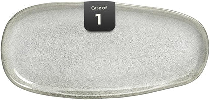 Organic Shape Highland Ceramic Serving Tray, 1pcs 11.625 * 5.125inch Handmade Reactive Glaze ceramic Tray with Wavy Edge, for Kitchen, Microwave & Dishwasher Safe, Scratch Resistant-grey