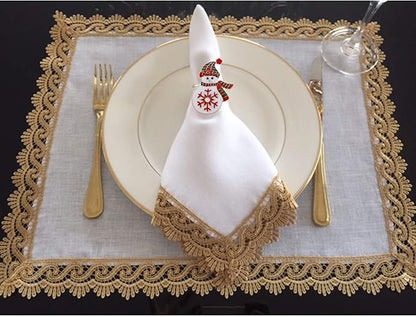 Christmas Snowman Napkin Rings Set of 6, Napkin Buckles, Napkin Rings Holder for Xmas, Thanksgiving, Dinner Party Table Decoration (Snowman-Silver)