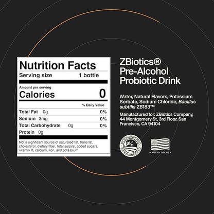 ZBiotics — Feel Better After Drinking, Wake Up Refreshed, Science-Backed, Patented Probiotic for Easier Mornings, Travel-Friendly, 6-Pack of 0.5 Fl Oz Bottles