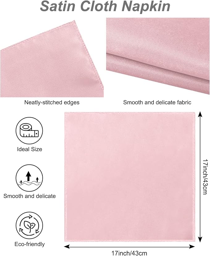 12 Pack Gold Napkin Rings and Cloth Napkins Set of 6, 17x17 Satin Cocktail - Image 6