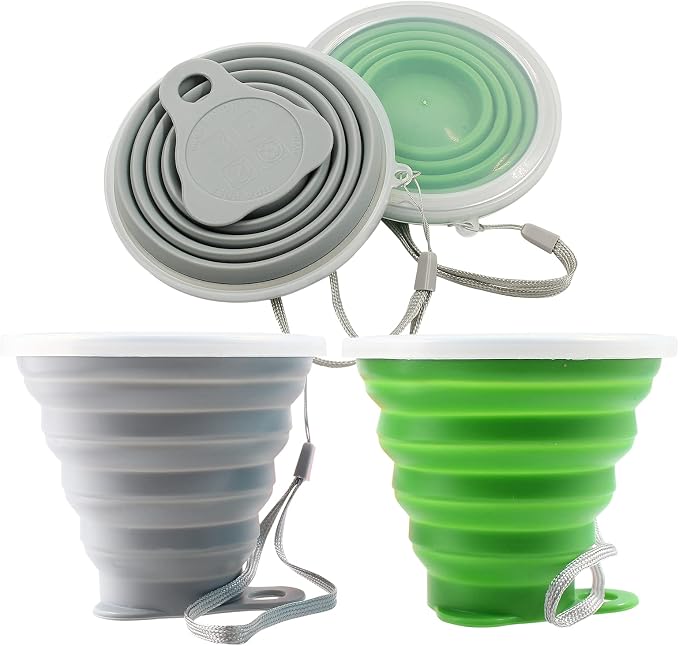 Litoexpe 2 Pack Silica gel Collapsible Travel Cup 270ml, Portable Folding by PRATICALPRODUCTS