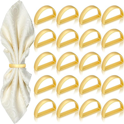 KPOSIYA Napkin Rings Set of 48, Matte Gold Napkin Rings Bulk for Table Settings, D-Shape Napkin Holders Rings for Dinner Table Decor, Easter, Fall,Thanksgiving, Christmas, Party,（Matte Gold，48 pcs）