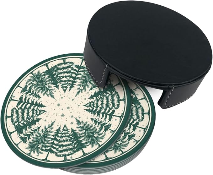 Green Christmas Tree Coasters for Drinks, Drink Coaster - Image 7