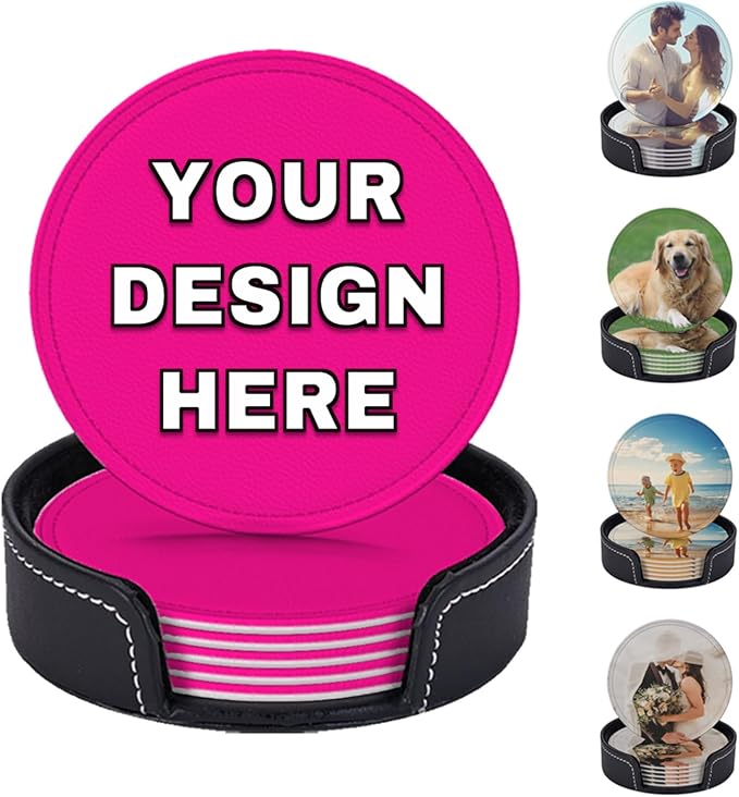 Custom Coasters Set of 6 Leather Coaster by YHPHRTA