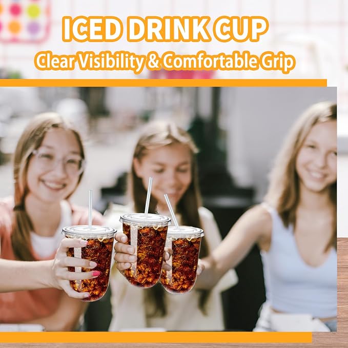 Alaeseje 50 Pack 16 oz Clear Plastic Iced Coffee Cups - Image 5