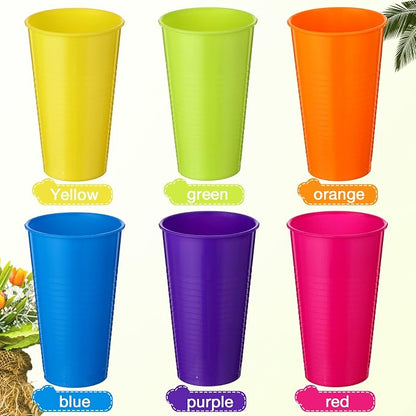 Suclain Set of 36 Colorful Reusable Plastic Cups 14 oz Kids Unbreakable - Image 5
