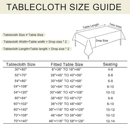 JIUZHEN Rectangle Table Cloth Faux Linen Farmhouse Tablecloth Wrinkle and Stain Resistant Decorative Fabric Table Cover for Kitchen, Dining Room, Parties and Camping, Khaki, 54 x 80 Inch
