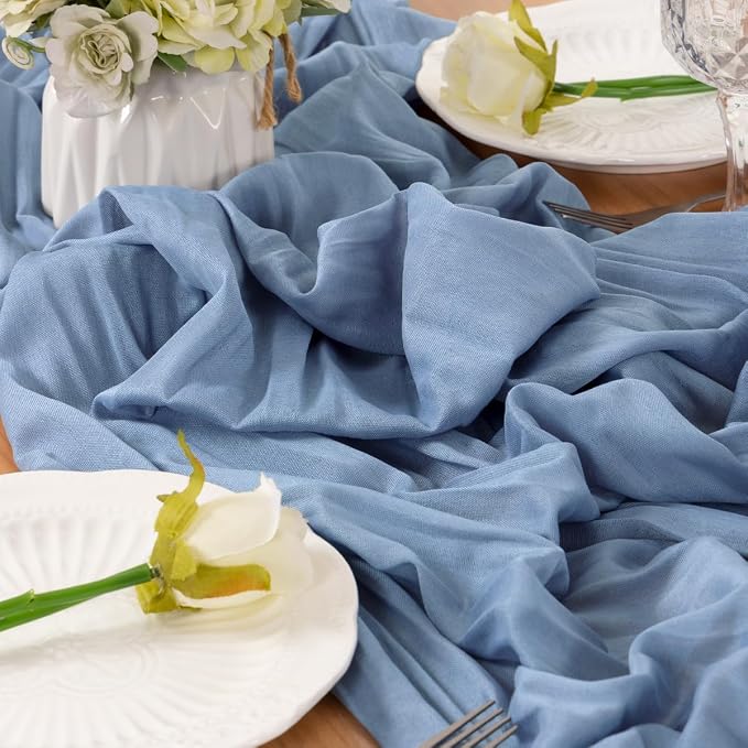 Dusty Blue Cheesecloth Table Runner 120 Inches 10 Pack Gauze Table Runner | - Image 6