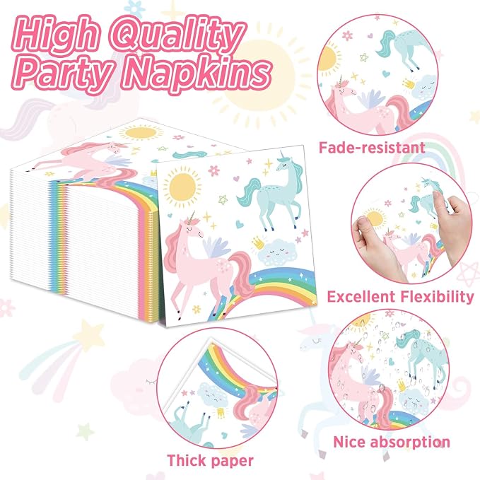 96Pcs Pastel Unicorn Party Supplies Unicorn Paper Plates Napkins Pastel - Image 4