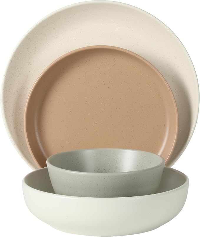 Gibson Elite Leeds Court Plates and Bowls Sets, 16-Piece Stoneware Dinnerware - Image 8
