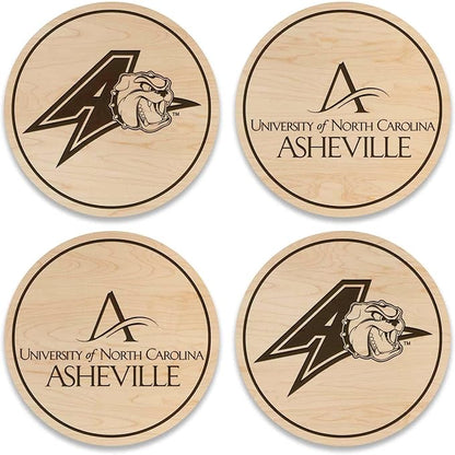 LazerEdge Asheville Bulldogs Wooden Coaster Set - Maple Wood - Officially Licensed Product - 4-Pack