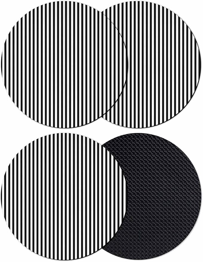 Black White Stripe Coasters Set of 4, Modern Minimalist Geometric Striped Soft by PIEPLE
