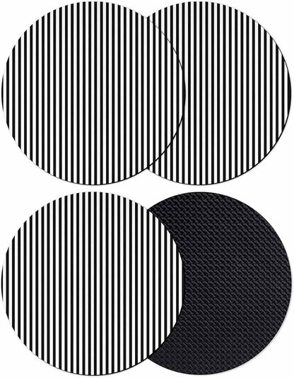 Black White Stripe Coasters Set of 4, Modern Minimalist Geometric Striped Soft by PIEPLE