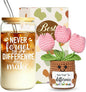 MUJUZE Cute Glass Cups with Lids and Straws, Glass Cup Gift Set by MUJUZE