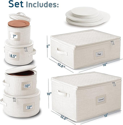 Hearth & Harbor Fine China Storage Containers, 6 Piece Dish Storage Containers - Image 2