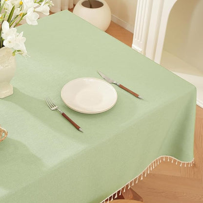 JIALE Spring Tablecloth, Heavy Duty Linen Style Textured Table Cloth Rectangle Tables, Wrinkle-Free Washable Waterproof Table Cover for Kitchen, Dining, Parties, 55"x75", Sage Green