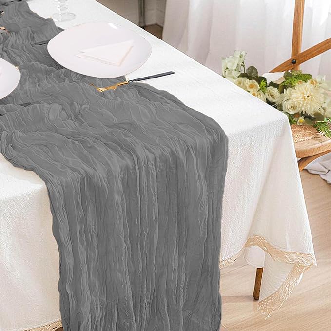 12 Pack Gery Cheesecloth Table Runner 10ft Boho Gauze Cheese Cloth Table Runner - Image 5