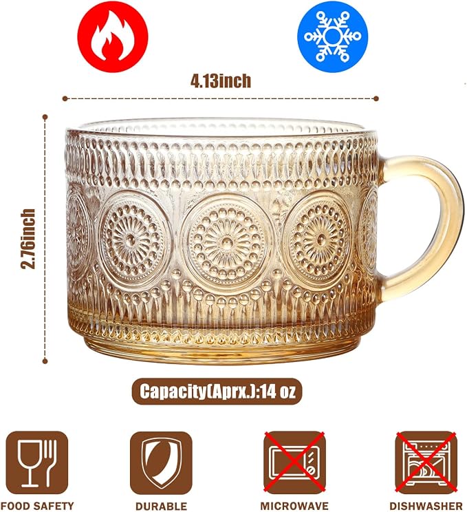 WHJY Vintage Glass Coffee Mugs - Image 2