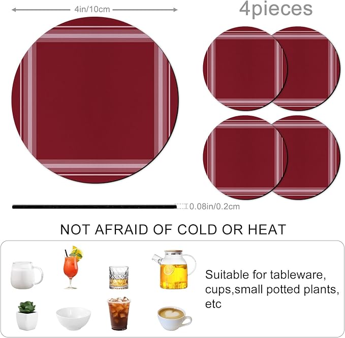 Vintage Red Coasters Set of 4 Absorbent Coasters - Image 3