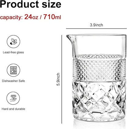 2pcs Cocktail Mixing Glass Bartender | 24oz Crystal Bar Stirring Glass | Old - Image 2