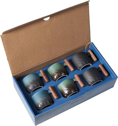 Ceramic Espresso Cups with Wooden Handle Espresso Shot Cups Ceramic Tea Cups by BlogBlog