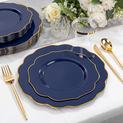 bUCLA 180PCS Blue Plastic Plates - Image 7