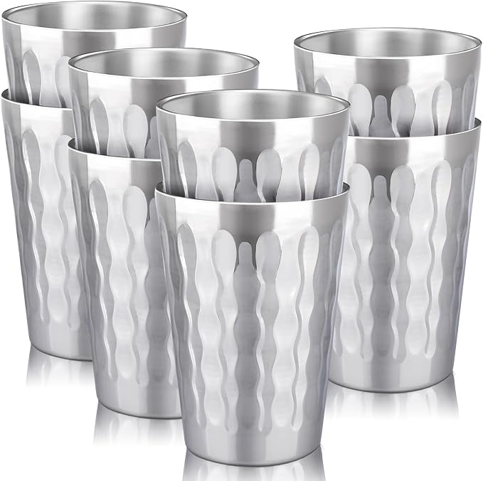 Beasea Stainless Steel Cups 15 oz, 8 Pack Large Stackable Stainless Steel by Beasea