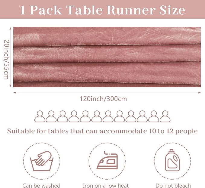Velvet Table Runner 20 x 120 Inches 10ft Luxurious Thick Soft Velvet - Image 2