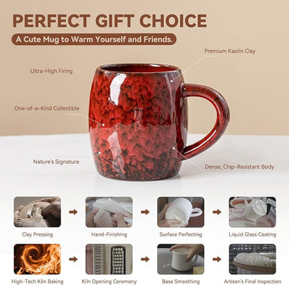 Crimson Magma Ceramic Coffee Mug - 21 oz Large Coffee Cup - Image 4