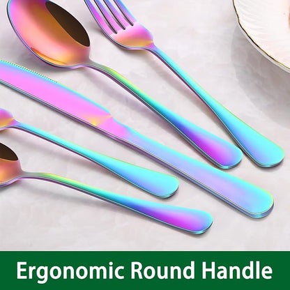 Colorful Rainbow 30 Pieces Silverware Sets Service - Image 3