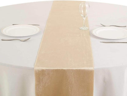 10 pcs 12x108-Inch Champagne Premium Velvet Table Runners Wedding Reception - Image 2