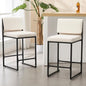 Modern Barstools Set of 2, 26” Upholstered Counter Height Bar Stools Linen Fabric Counter Stools with Padded Back Metal Frame for Kitchen Island Dining Room, Beige