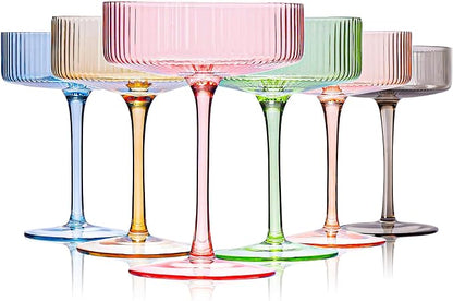Pastel Light Colored Coupe Glasses Set of 6 by Cyrelwing