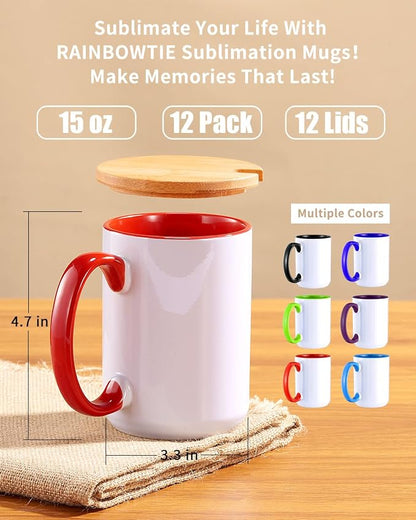 RAINBOWTIE 12PCS 15oz Sublimation Mugs - Image 2