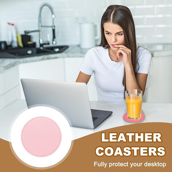 uxcell 5Pcs PU Leather Coasters - Image 6